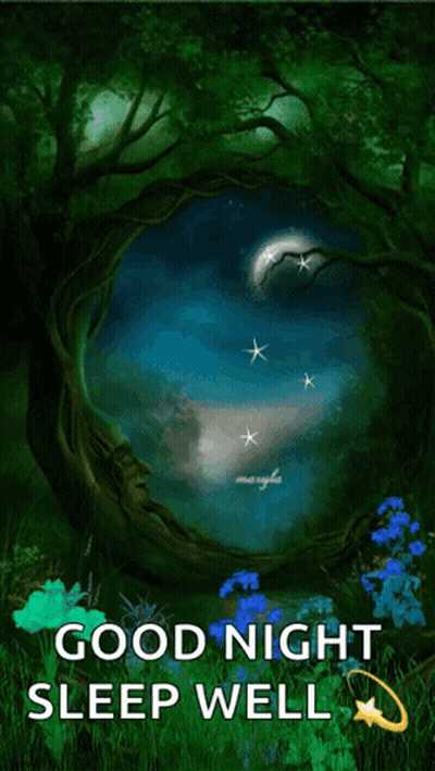 Forest Painting With Good Night Sleep Well GIF