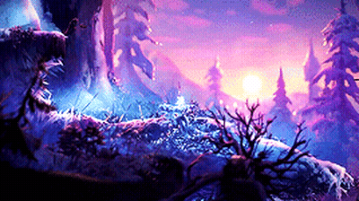 Forest Painting With Trees And Sunset GIF