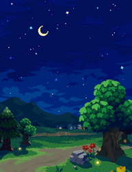 Forest With Glittering Night Sky
