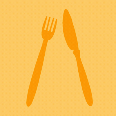 Fork And Knife Silhouette On Yellow Background GIF