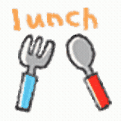 Fork And Spoon Saying Lunch GIF