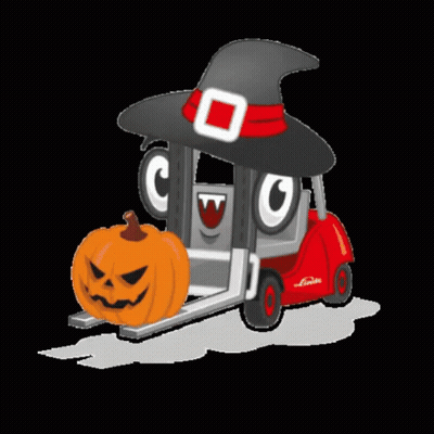 Forklift Wearing Witch Hat And Pumpkin GIF