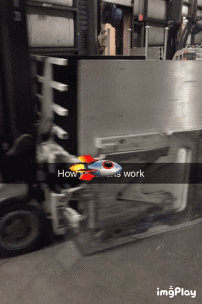 Forklift With Rocket Saying How It Is Work GIF