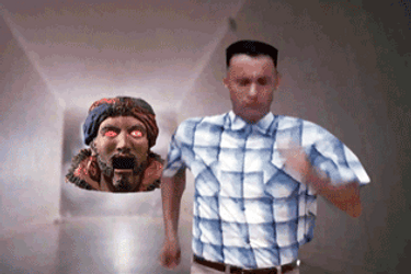 Forrest Gump Running Away From Scary Creature GIF