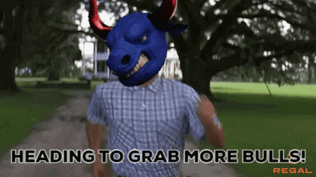 Forrest Gump With Blue Bull Head Running GIF