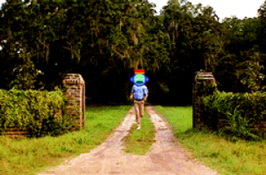 Forrest Gump With OnChainMonkey Head Running GIF