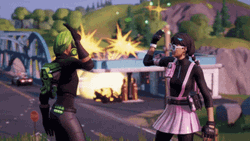 Fortnite Characters High Five Building Explode GIF