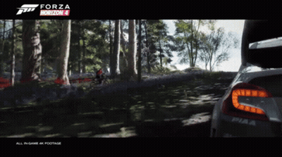 Forza Horizon 4 Man Riding Bike Through Woods GIF