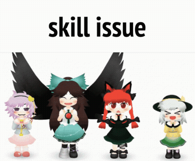 Four Anime Characters Under Skill Issue Sign GIF