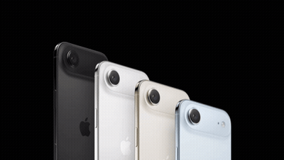 Four Apple Phones Are Lined Up In A Row On A Black Background GIF