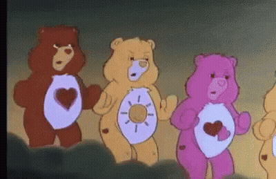 Four Care Bears Standing Together GIF