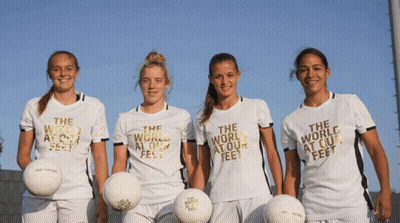 Four Female Soccer Players White Shirts The World At Our Feet GIF