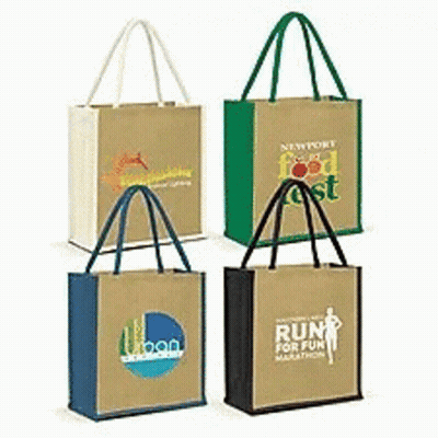 Four Jute Bags With Different Designs GIF