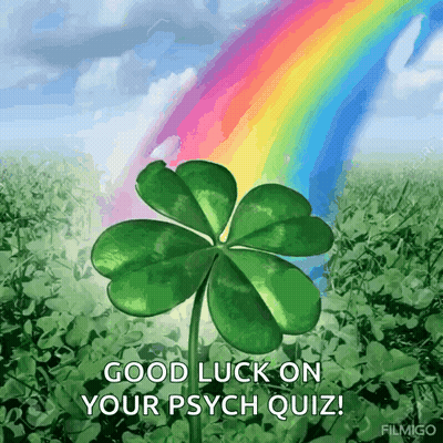 Four Leaf Clover In Field With Rainbow Good Luck On Your Psych Quiz GIF