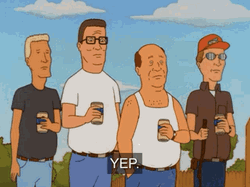 Four Men Drinking Cartoon Says Yep GIF