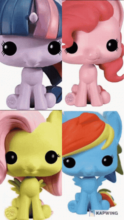 Four My Little Pony Funko Pop Ponies GIF