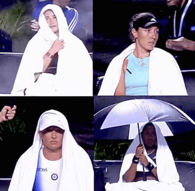 Four-Picture Collage Of Woman In White Towel GIF