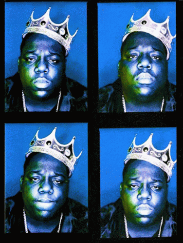 Four Portraits Of Man With Crown On Blue Background GIF