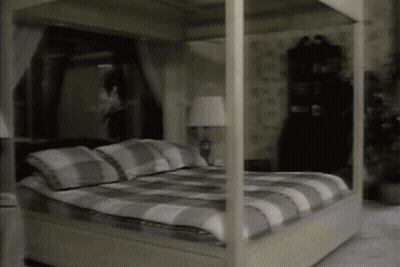 Four-Poster Bed In Bedroom With Lamp GIF
