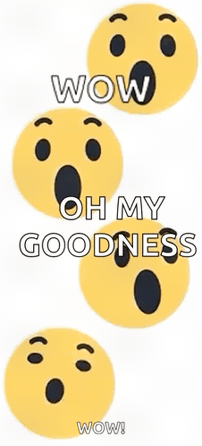 Four Smiley Faces Are Stacked On Top Of Each Other With The Words Wow Oh My Goodness Wow Written Below Them GIF