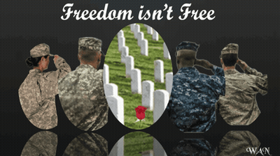Four Soldiers Salute At Cemetery Freedom Isn't Free GIF