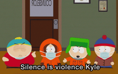 Four South Park Characters Face Masks Silence Is Violence Kyle GIF