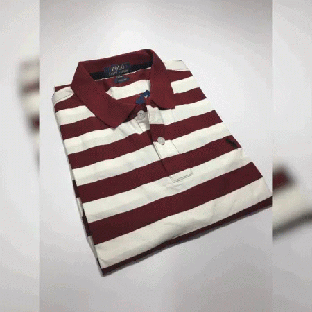 Four Striped Polo Shirts Are Stacked On Top Of Each Other . GIF