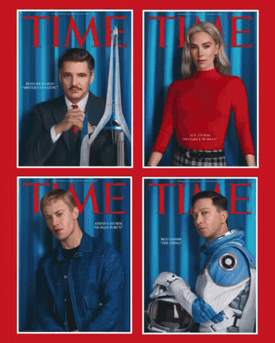Four Time Magazine Covers With Man In Suit And Tie GIF