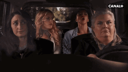Four Woman Inside Car With One Side Eye Meme GIF