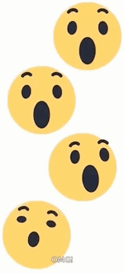 Four Yellow Smiley Faces With Their Mouths Open And The Word Omg Written On The Bottom GIF