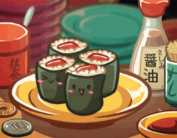 Four Yummy Sushi Rolls GIF