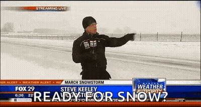 Fox 29 News Anchor Standing In Snow Says Ready For Snow GIF