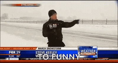 Fox 29 Newscast Man Pointing In Snow GIF