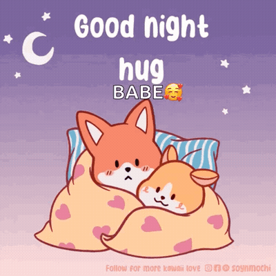 Fox And Dog Wrapped In Blanket Good Night Hug Babe GIF