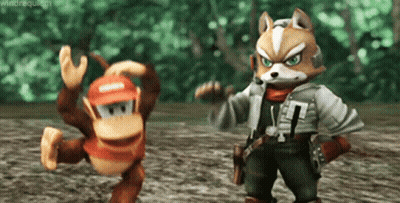 Fox And Donkey Kong Standing GIF