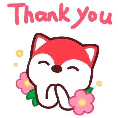 Fox And Flowers Thank You Sticker