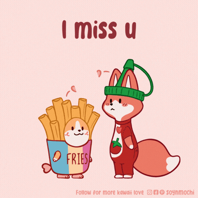 Fox And French Fries With I Miss U GIF