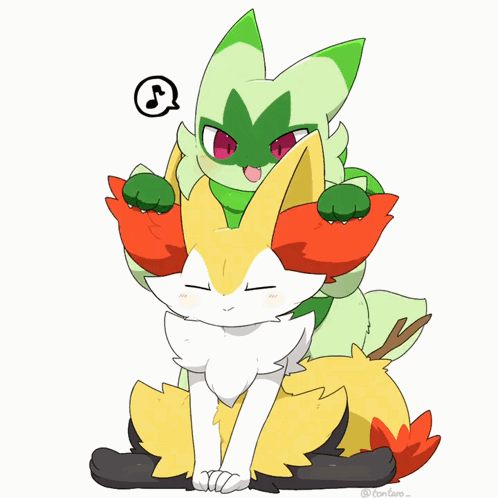 Fox And Green Fox With Note Above GIF