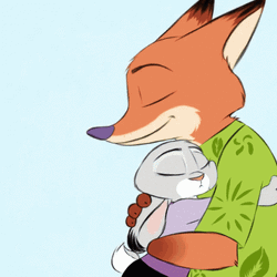 Fox And Rabbit Comfort Hugs GIF