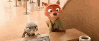 Fox And Rabbit Standing Together GIF