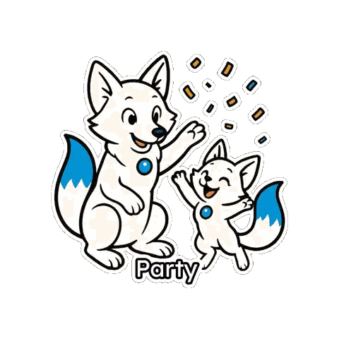 Fox And Smaller Fox Party Sticker