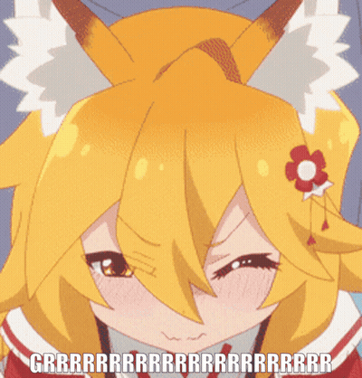 Fox Anime Character With Flower In Hair Saying Grrrr GIF