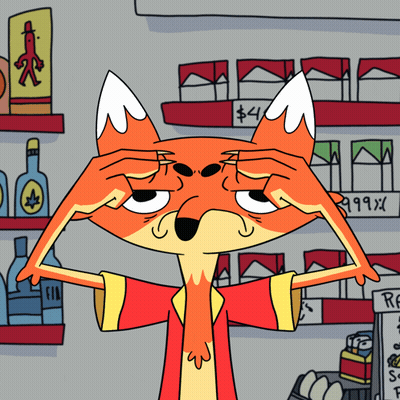 Fox Covering Eyes In Front Of Marlboro Cigarettes GIF