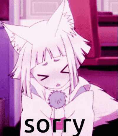 Fox Girl With White Hair Holding Sorry Paper GIF