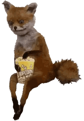 Fox Holding Popcorn Bucket Sticker