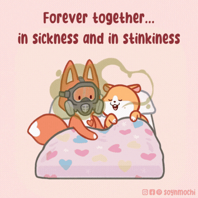 Fox In Gas Mask With Fox Laying On Bed GIF
