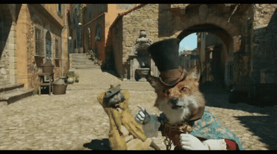 Fox In Top Hat Next To Monkey GIF