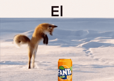 Fox Jumping In Snow Next To Fanta Can GIF