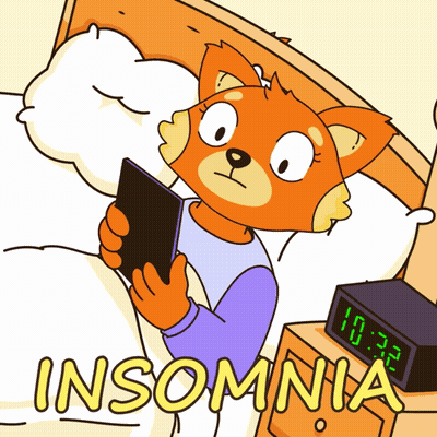 Fox Lying in Bed Looking at Tablet Insomnia