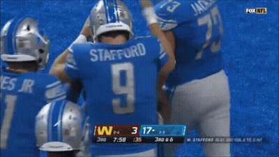 Fox NFL Ad With Two Football Players In Blue Uniforms GIF